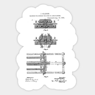 Machine for opening the eyes of loom harness Vintage Retro Patent Hand Drawing Funny Novelty Gift Sticker